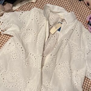 Adiva White Eyelet Blouse /button down